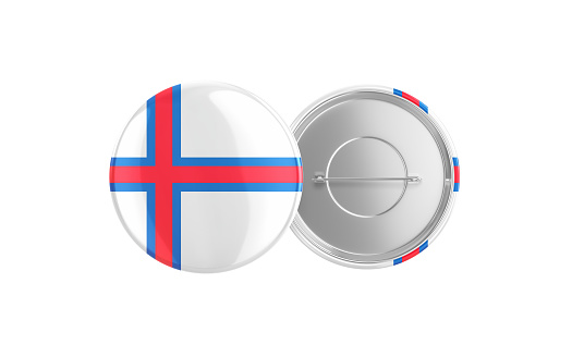 3d Render Faroe islands Flag Badge Pin Mocap, Front Back Clipping Path, It can be used for concepts such as Policy, Presentation, Election.