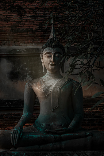 Stone statue of Buddha. Ayutthaya, Thailand.