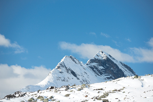 Snowy peak, Caucasus Mountains, Elbrus,Cloudscape