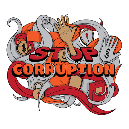 Floral doodle art with typography of stop corruption design