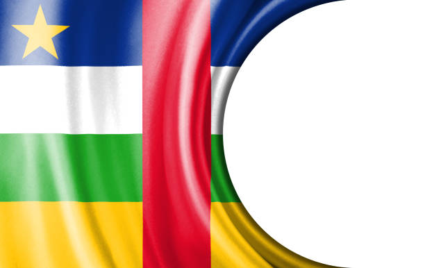Abstract illustration, Central African Republic flag with a semi-circular area White background for text or images.
