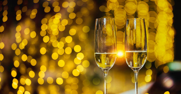 istock Two glass of champagne on table. 1806090285