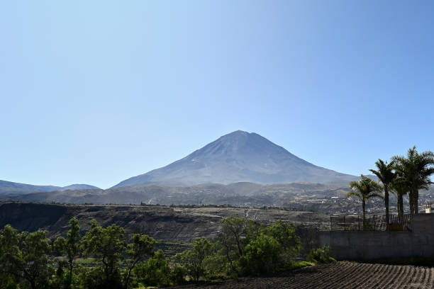 Misti Volcano in Arequipa - Peru with the city at the bottom