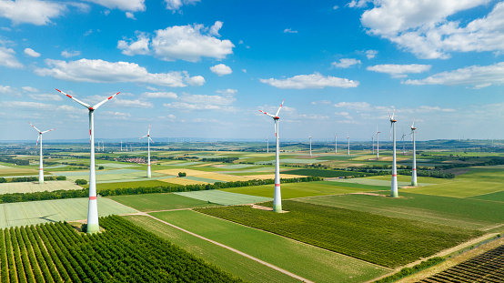 Wind turbines - aerial view