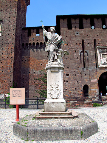 Milan, Italy - 14 Jul 2011: The monument in Sforza Castle in Milan, Italy