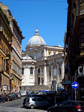 Rome, Italy - 16 Jul 2011: The vintage street in the center of Rome, Italy