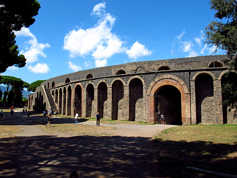 Pompeii, Italy - 22 Jul 2011: Ancient Roman ruins in Pompeii, Italy