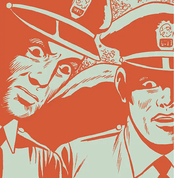 Vector illustration of Two Frightened Policemen