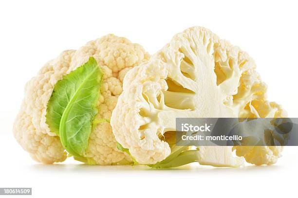 Fresh Cauliflower Isolated On White Stock Photo - Download Image Now - Cauliflower, Crucifers, Cut Out