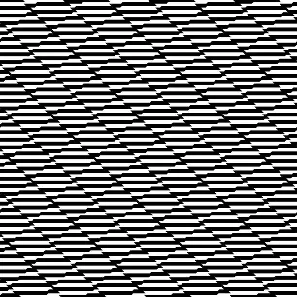 Vector illustration of Black and white zigzag stripes form a seamless geometric herringbone pattern.