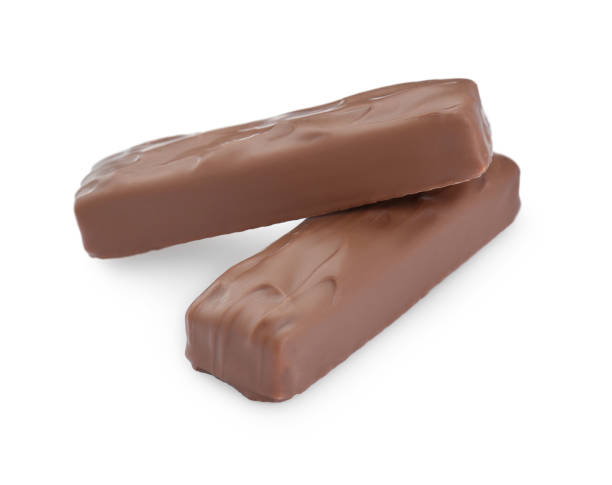 istock Two tasty chocolate bars on white background 1806154004