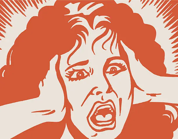 Vector illustration of Screaming Woman