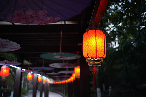 Red lantern on the roof