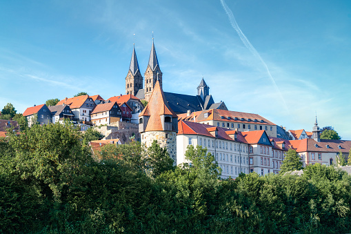 Prague city seen from the Petín Gardens at the beginning of spring