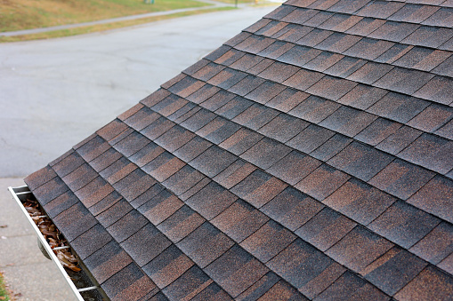 Shingles on the roof of a home