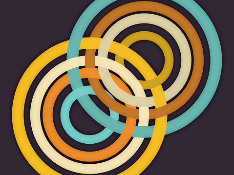 Vintage interlocking circle colored lines