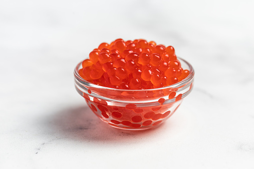 Red fish caviar. Raw seafood. Luxury delicacy food.
