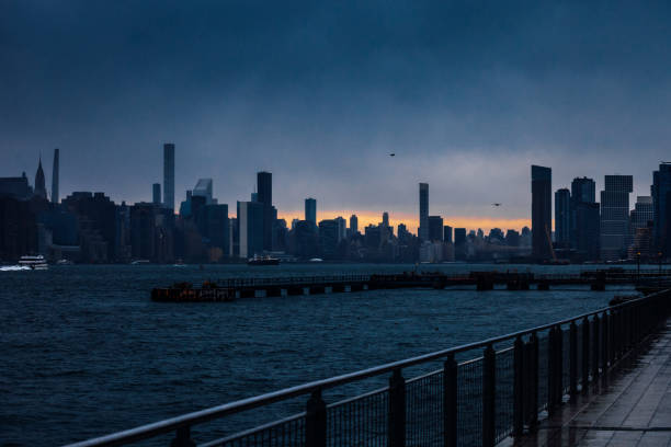 Manhattan sunset, New York City stock photo