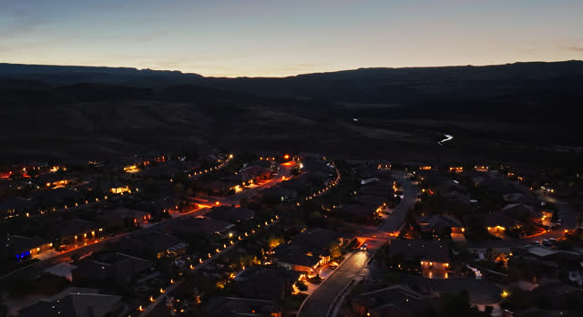 Drone Shot of Recently Built Suburban Homes at the Wildland–Urban Interface in Southwestern Utah