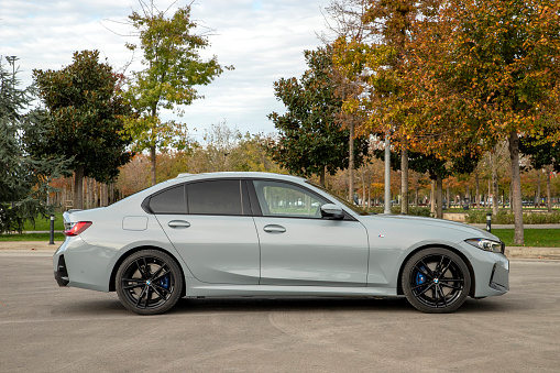 Istanbul, Turkey - November 17 2023 : BMW 320i is a compact executive car manufactured by the German automaker BMW.