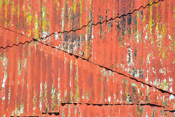 istock Grunge orange wall in corrugated iron 180619779