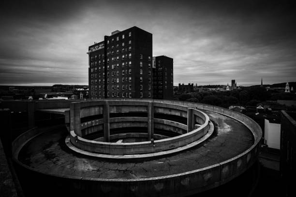 Dark cityscpae - New Haven, CT stock photo