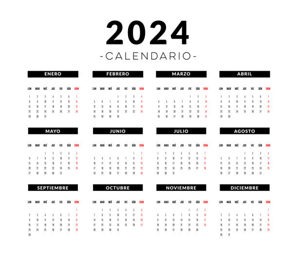 2024 calendar in Spanish. Vector illustration in HD very easy to make edits. january in spanish stock illustrations