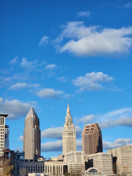 istock Cleveland Ohio skyline under blue sky 1806241265