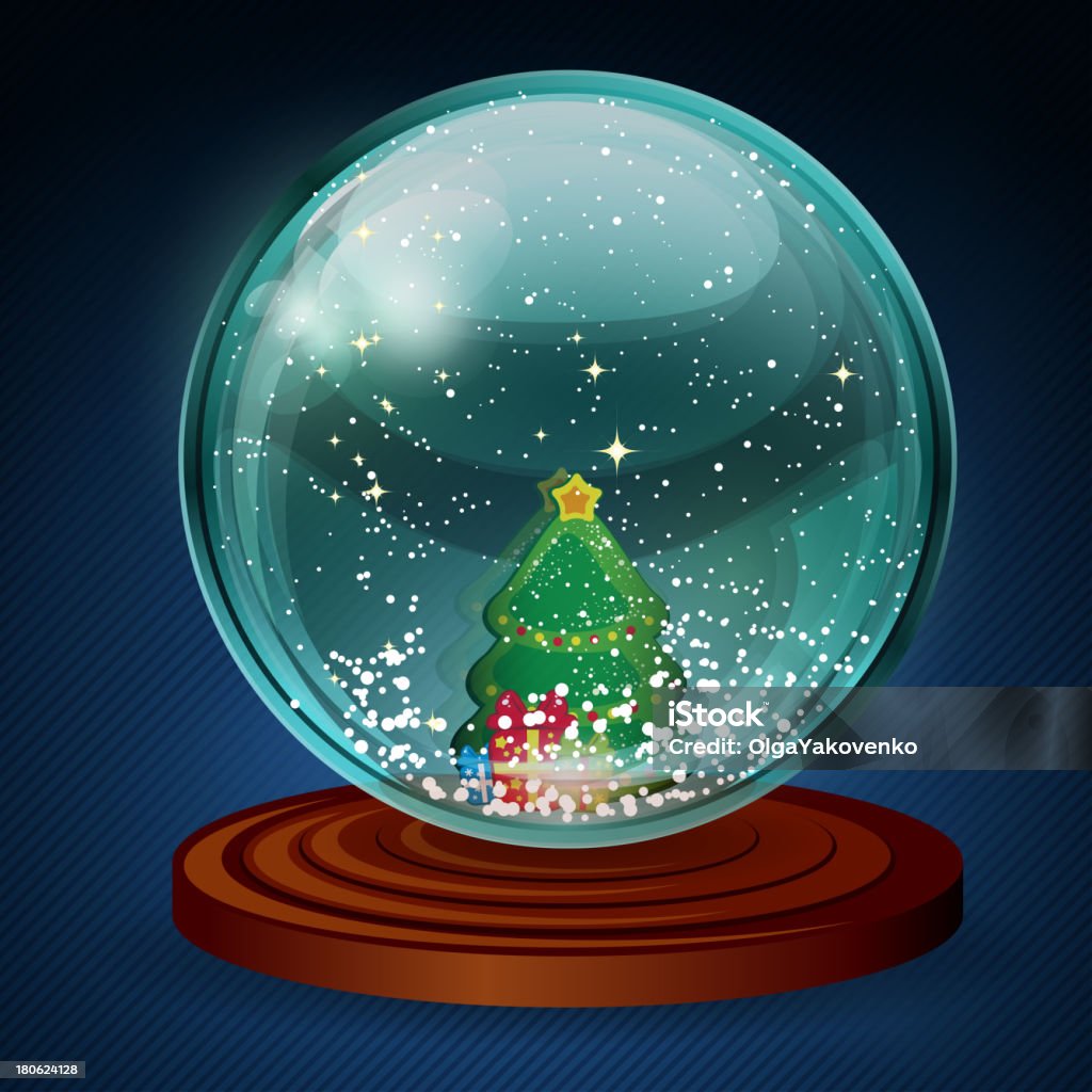 Вектор Снежный шар с Рождественское дерево и подарки. - Векторная графика Абстрактный роялти-фри