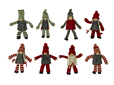Cute Christmas dolls. Decorations for home and Christmas tree