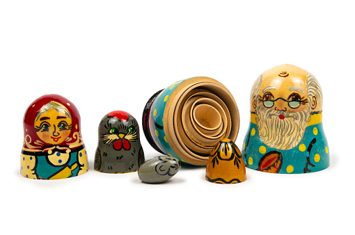 Nested doll - a Old national Russian doll of handwork.
