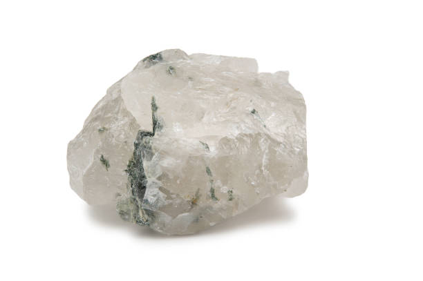 istock The mineral amphibolite in a translucent quartz crystal. 1806292668