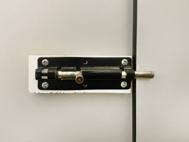 istock Door lock. Closed sliding door lock 1806294743