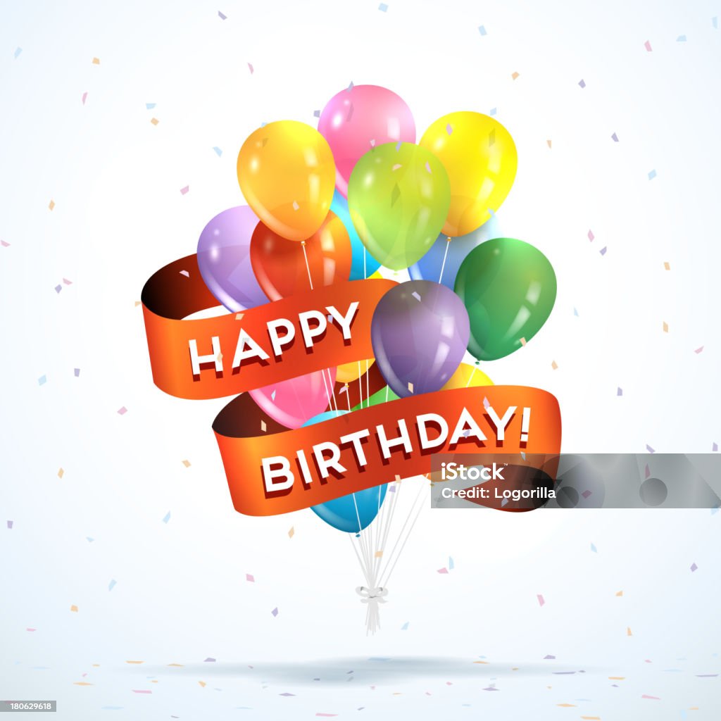 Feliz aniversário balões - Vetor de Aniversário royalty-free