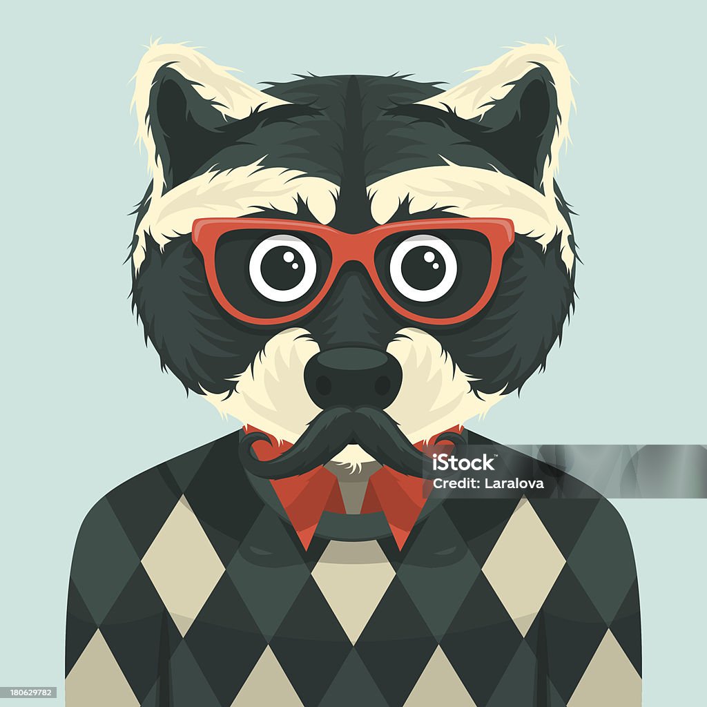 Hipster raccoon Hipster raccoon. Vector illustration. Adult stock vector