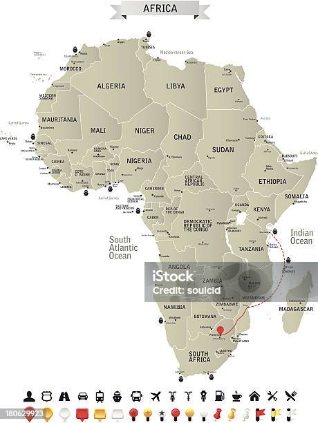 En Afrique Vecteurs libres de droits et plus d'images vectorielles de Carte - Carte, Mauritanie, République d'Afrique du Sud