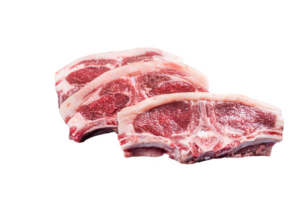 istock Raw fresh meat lamb mutton saddle.  Isolated, white background. 1806302396