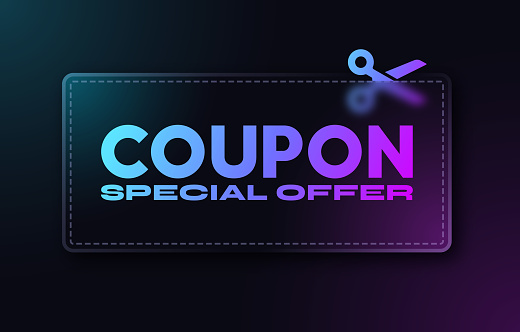 Coupon special offer transparent gradient promo code promotional code coupon discount text box with space for your copy.