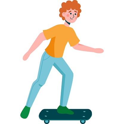 Young man skateboarding vector icon isolated on white background