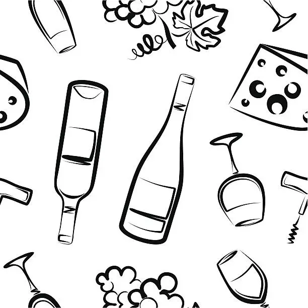 Vector illustration of seamless background with wine