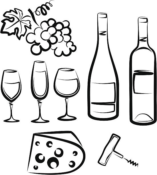 Wine icon set vector art illustration