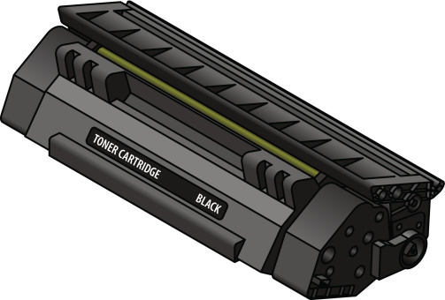 A laser printer toner cartridge - black.