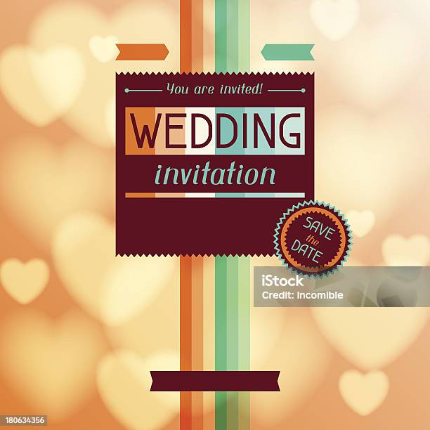 청첩장 카드 레트로 스타일의 결혼식에 대한 스톡 벡터 아트 및 기타 이미지 - 결혼식, 고무도장, 고풍스런