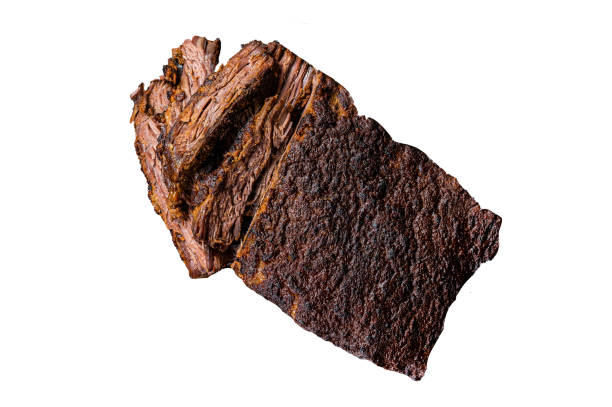 istock Traditional smoked barbecue wagyu beef brisket  Isolated, white background. 1806344438