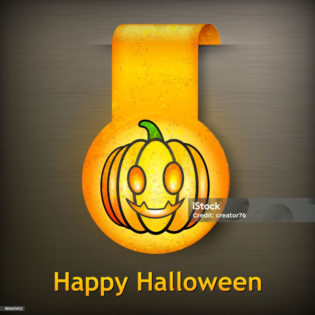 Adesivo careta abóbora de Halloween - Vetor de Amarelo royalty-free