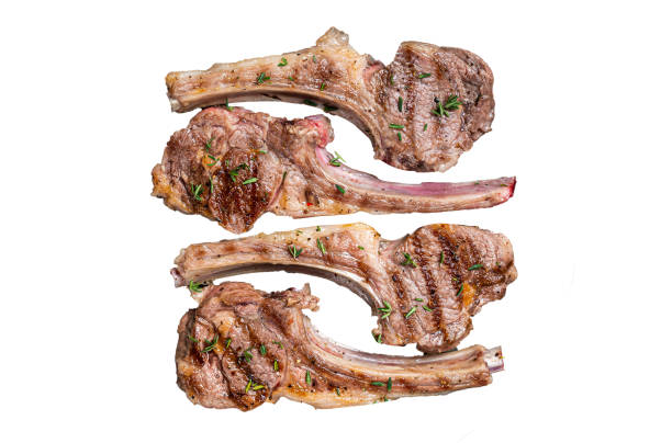 Lamb steak in white dish