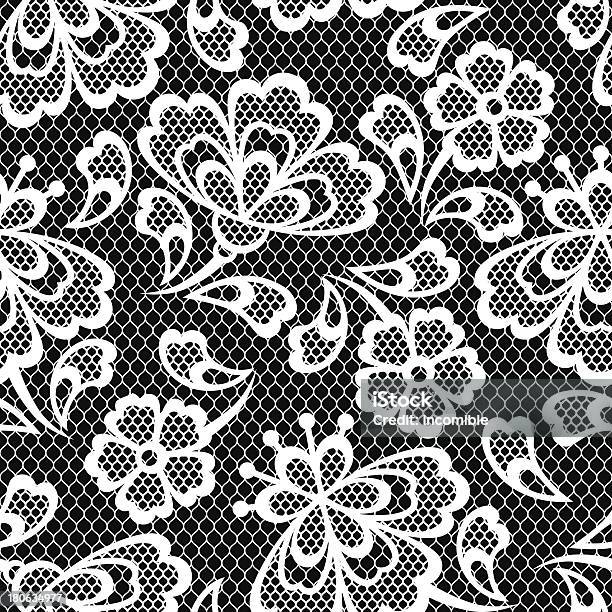 Vieux Modèle Sans Couture Dentelle À Motif Fleurs Vecteur De Texture Vecteurs libres de droits et plus d'images vectorielles de Blanc