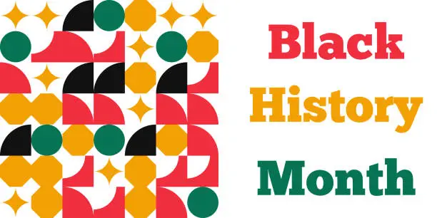 Vector illustration of Black History Month. Vector illustration. Poster with TEXT and geometric pattern decoration