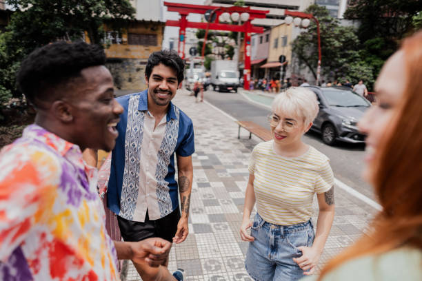 istock Friends talking at oriental district 1806386610