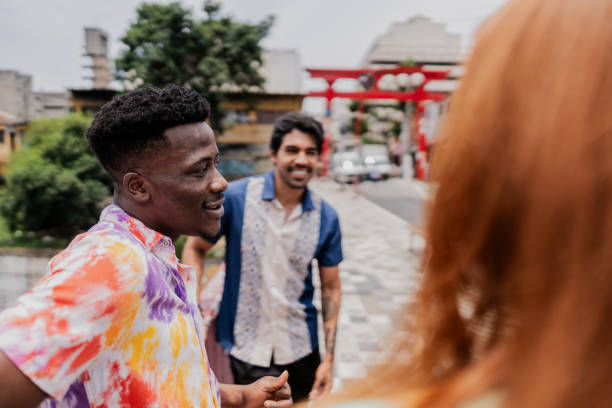 istock Friends talking at oriental district 1806386620